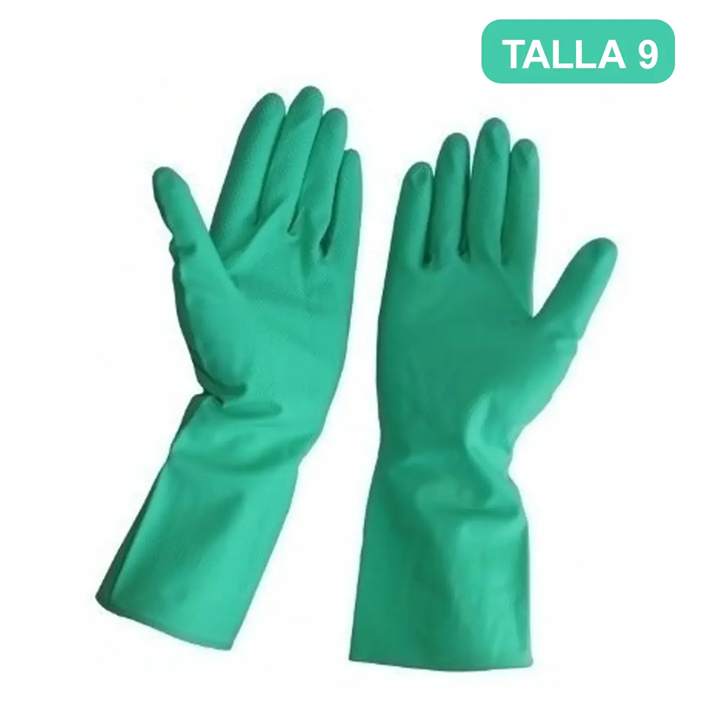 Guante de Nitrilo Flocado Verde Talla 9 1
