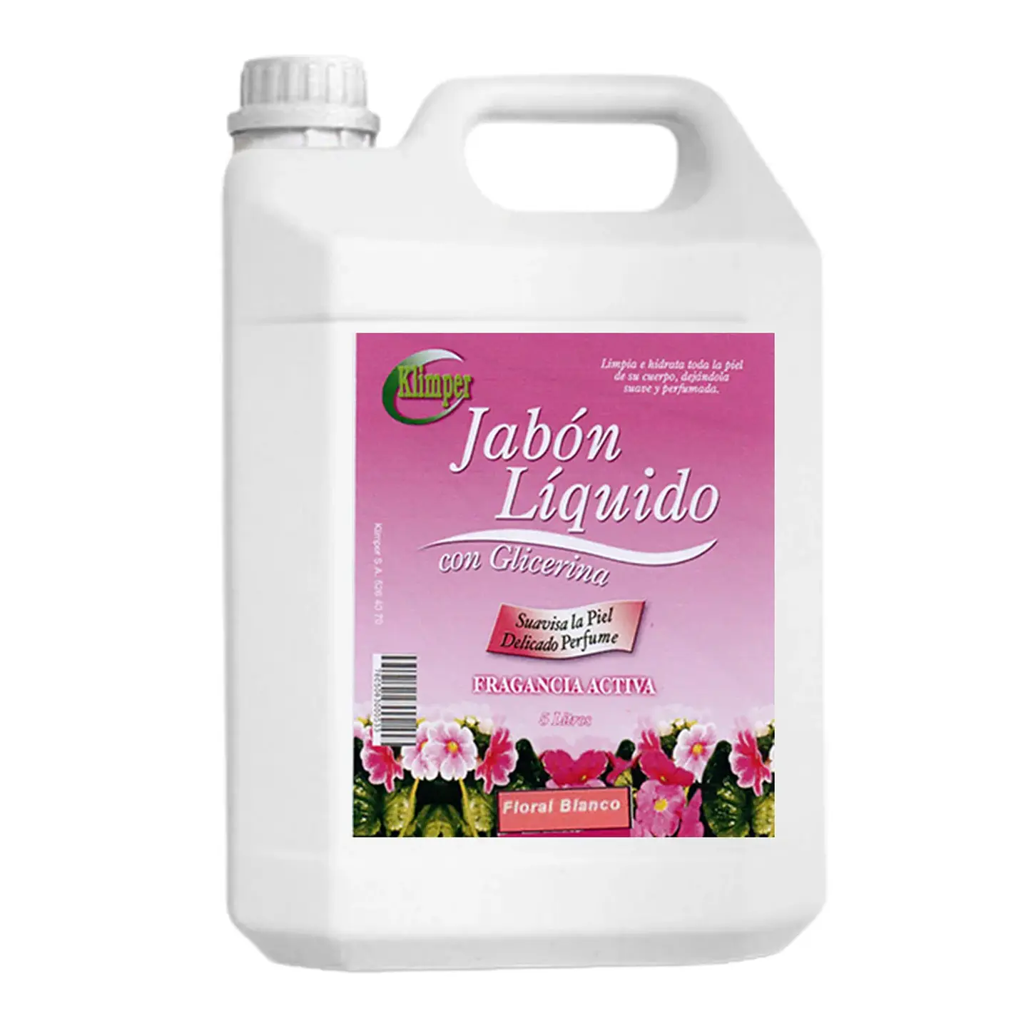 Jabón líquido blanco con glicerina Klimper bidón 5 L para uso profesional 1