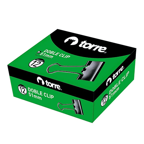 Caja doble clip negro 51mm 12 unid. Torre