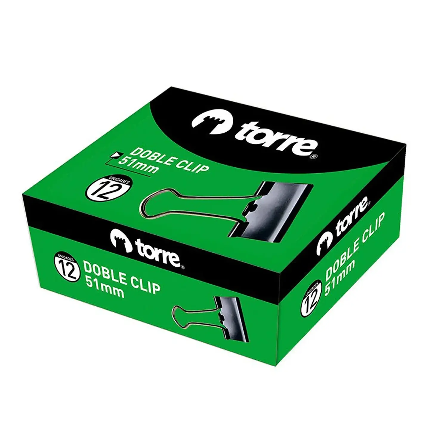 Caja doble clip negro 51mm 12 unid. Torre 1