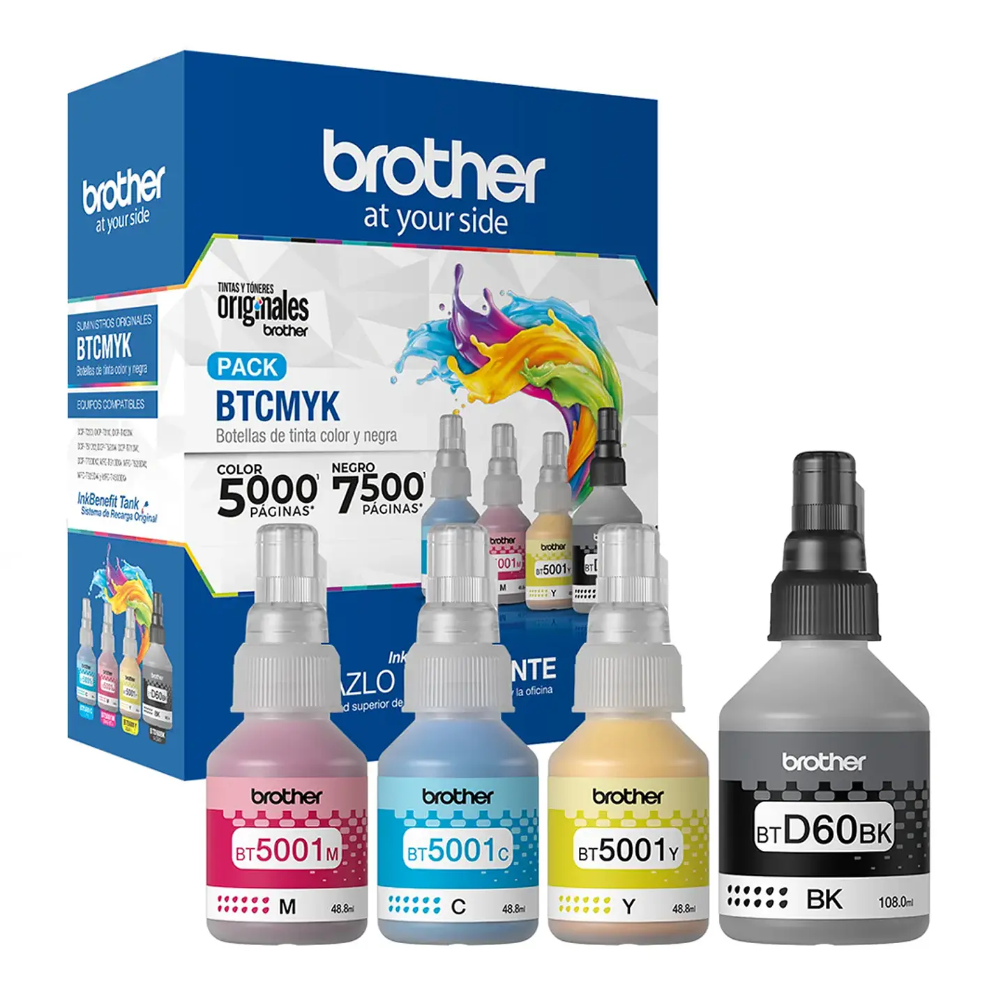 Pack Tintas Brother Original BTD60BK BT5001 - Kit 4 Colores 1