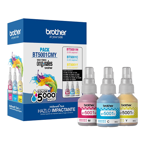 Tintas Brother BT5001 Cian, Magenta y Amarillo