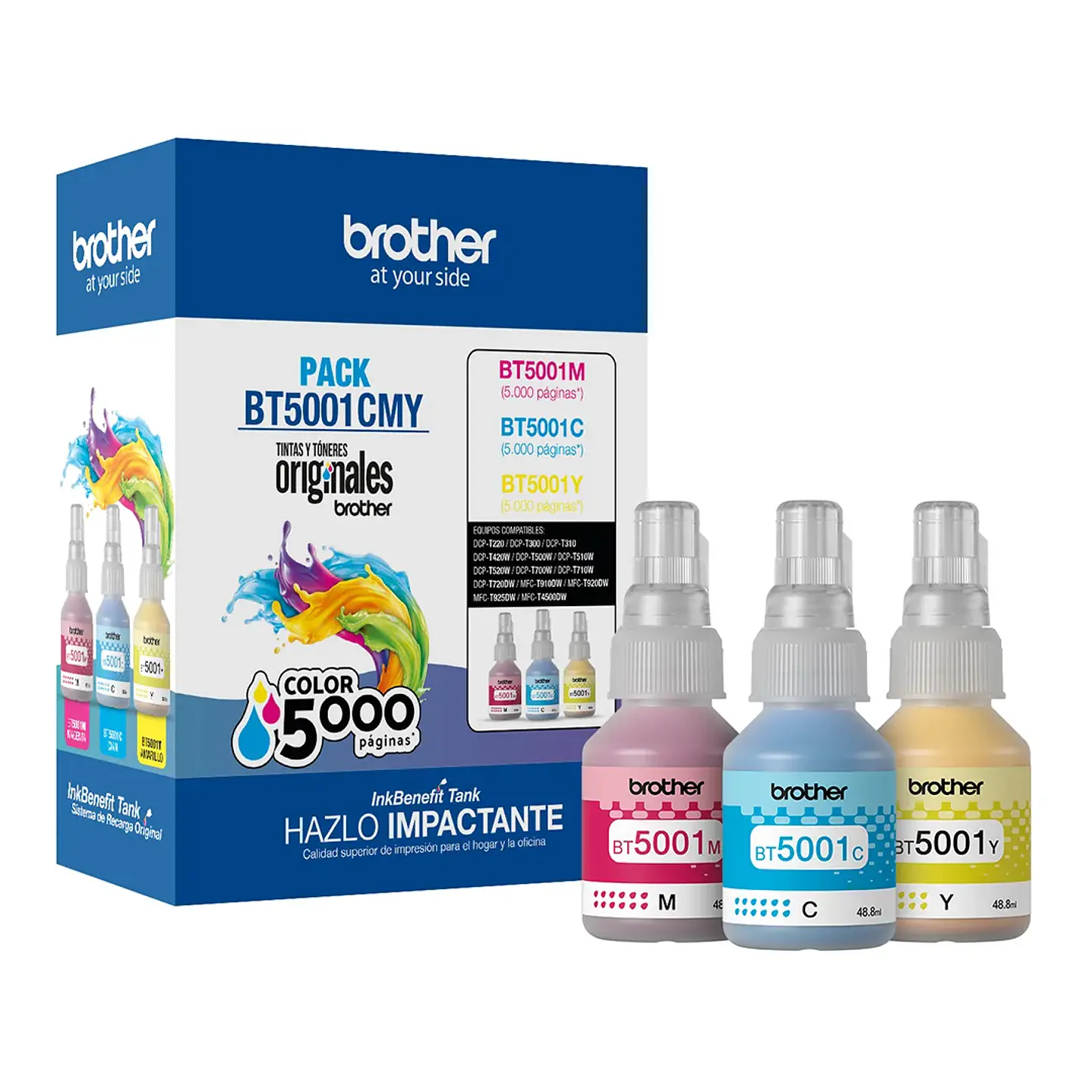 Tintas Brother BT5001 Cian, Magenta y Amarillo 1