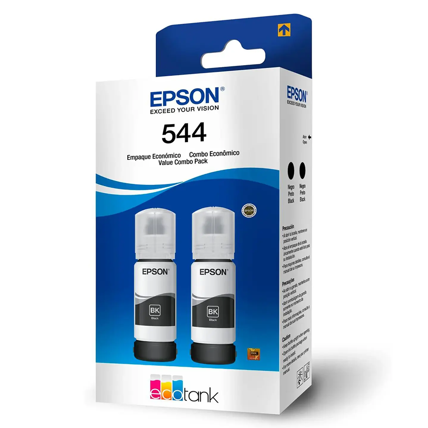 Pack 2 Tintas Epson T544 Negro Original - Rendimiento 7.500 Páginas, 65 ml c/u 1