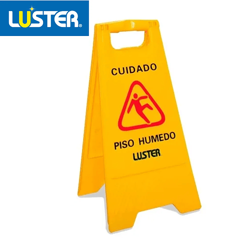 Luster - Señal de Advertencia "Piso Mojado" Tipo Caballete - Amarillo de Alta Visibilidad