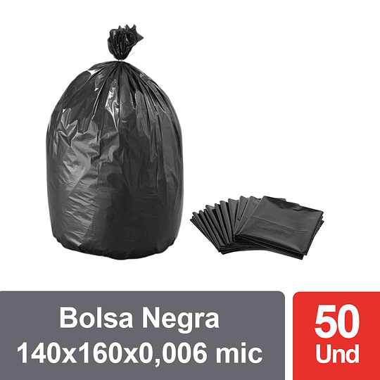 Bolsa Negra para Basura 140x160cm 0,006 micras (50 UNIDADES)