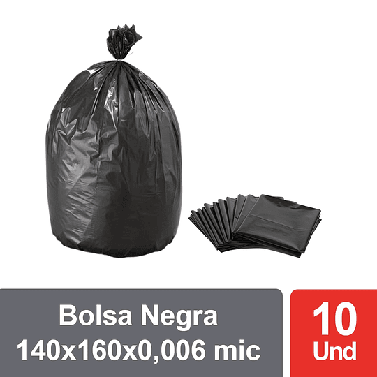 Bolsa Negra para Basura 140x160cm 0,006 micras (10 UNIDADES)