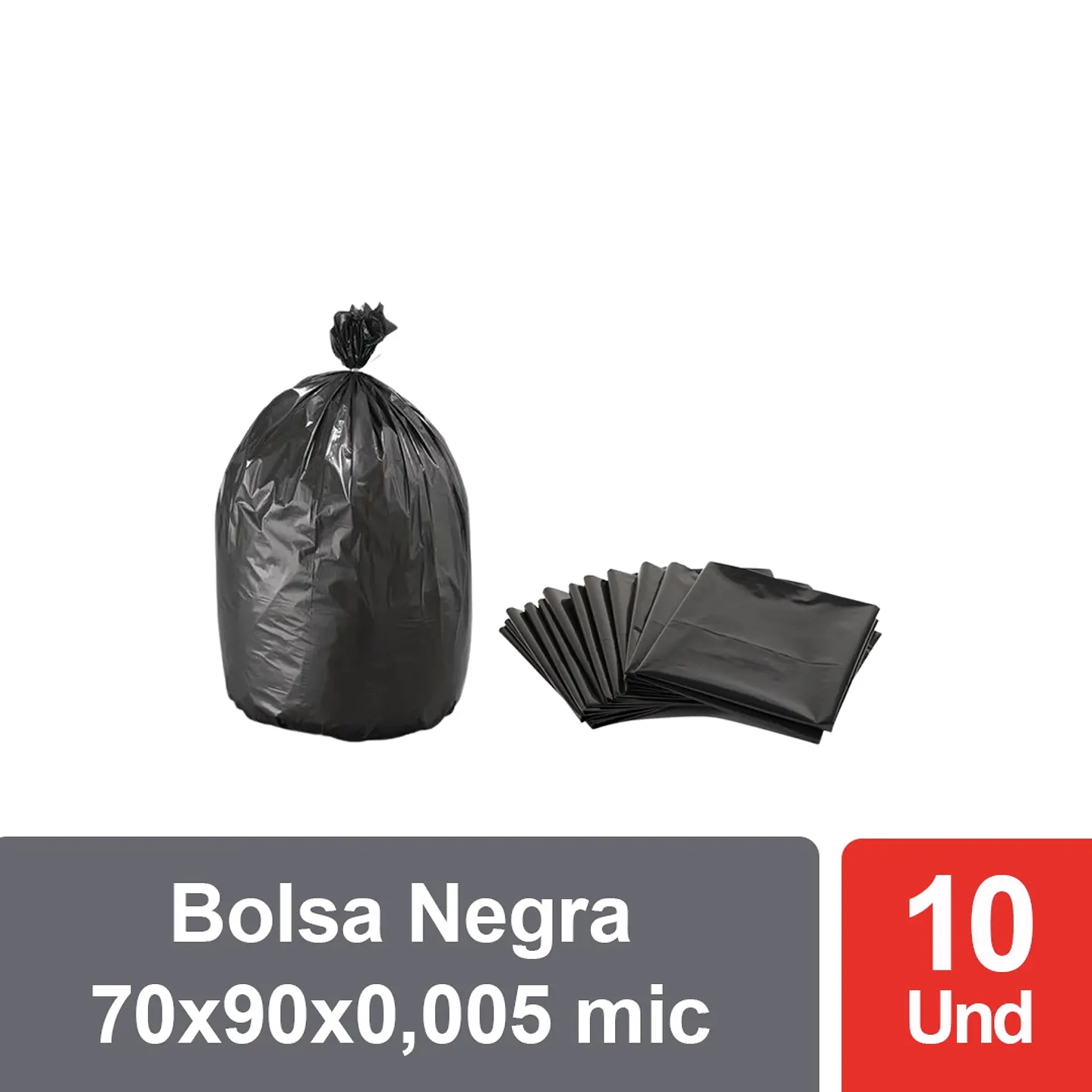 Bolsas de Basura Negras 70x90 cm - Carga Pesada, 60 Litros, 50 Micrones - Pack 10 Unidades 1