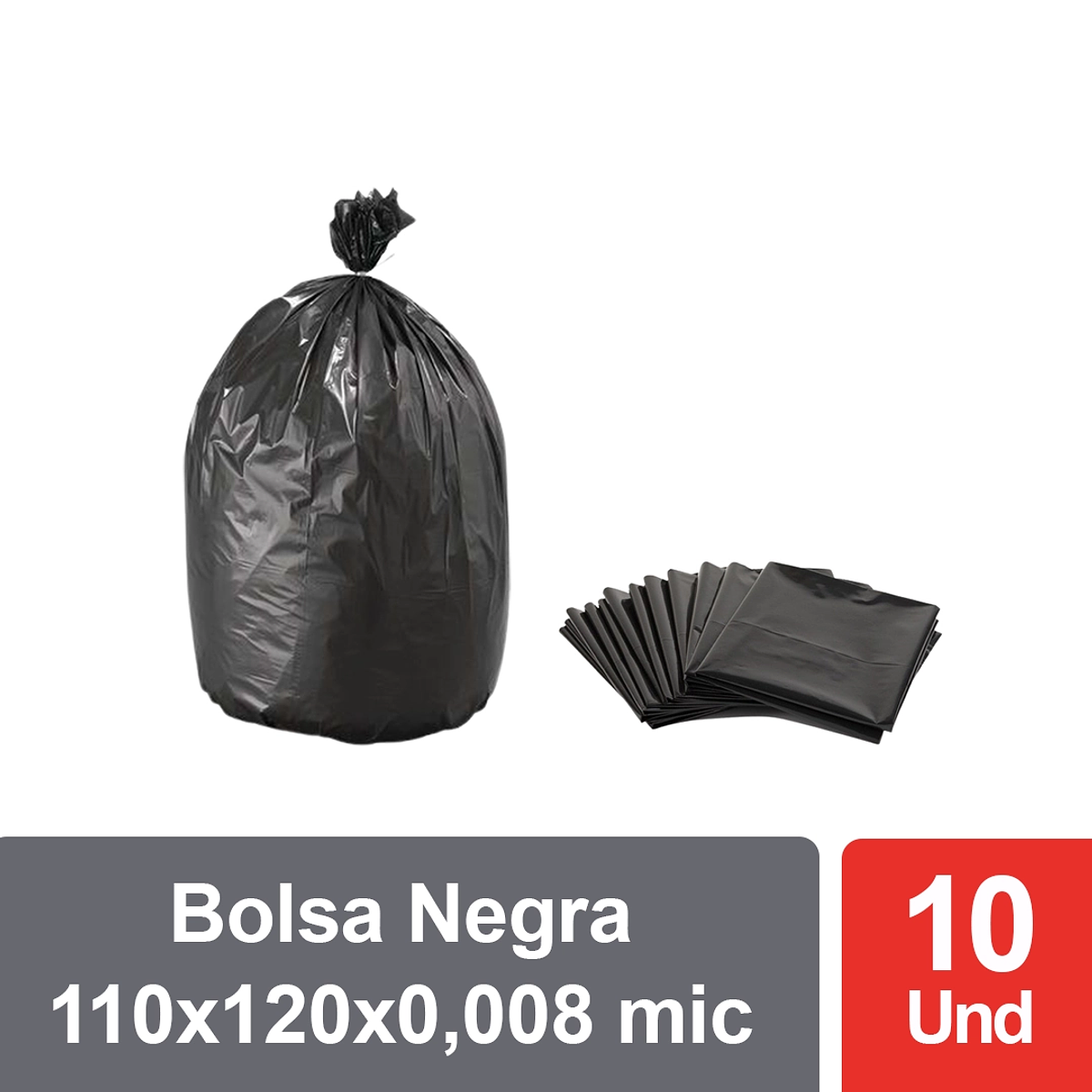 Bolsa Negra para Basura 110x120cm 0,008 micras (10 UNIDADES