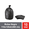 Bolsa Negra para Basura 110x120cm 0,008 micras (10 UNIDADES)