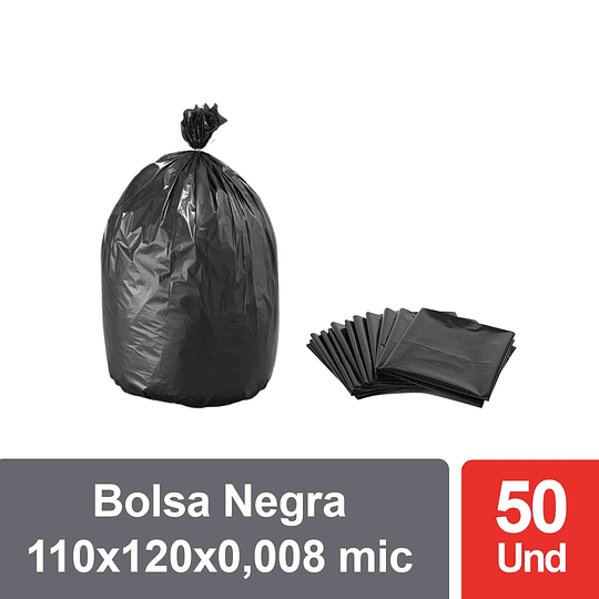 Bolsa Negra para Basura 110x120cm 0,008 micras (50 UNIDADES)
