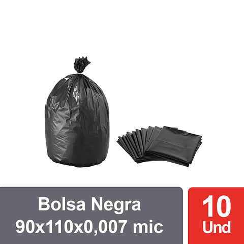 Bolsas de Basura Negras 90x110 cm - Carga Pesada, 80 Litros, 70 Micrones - Pack 10 Unidades