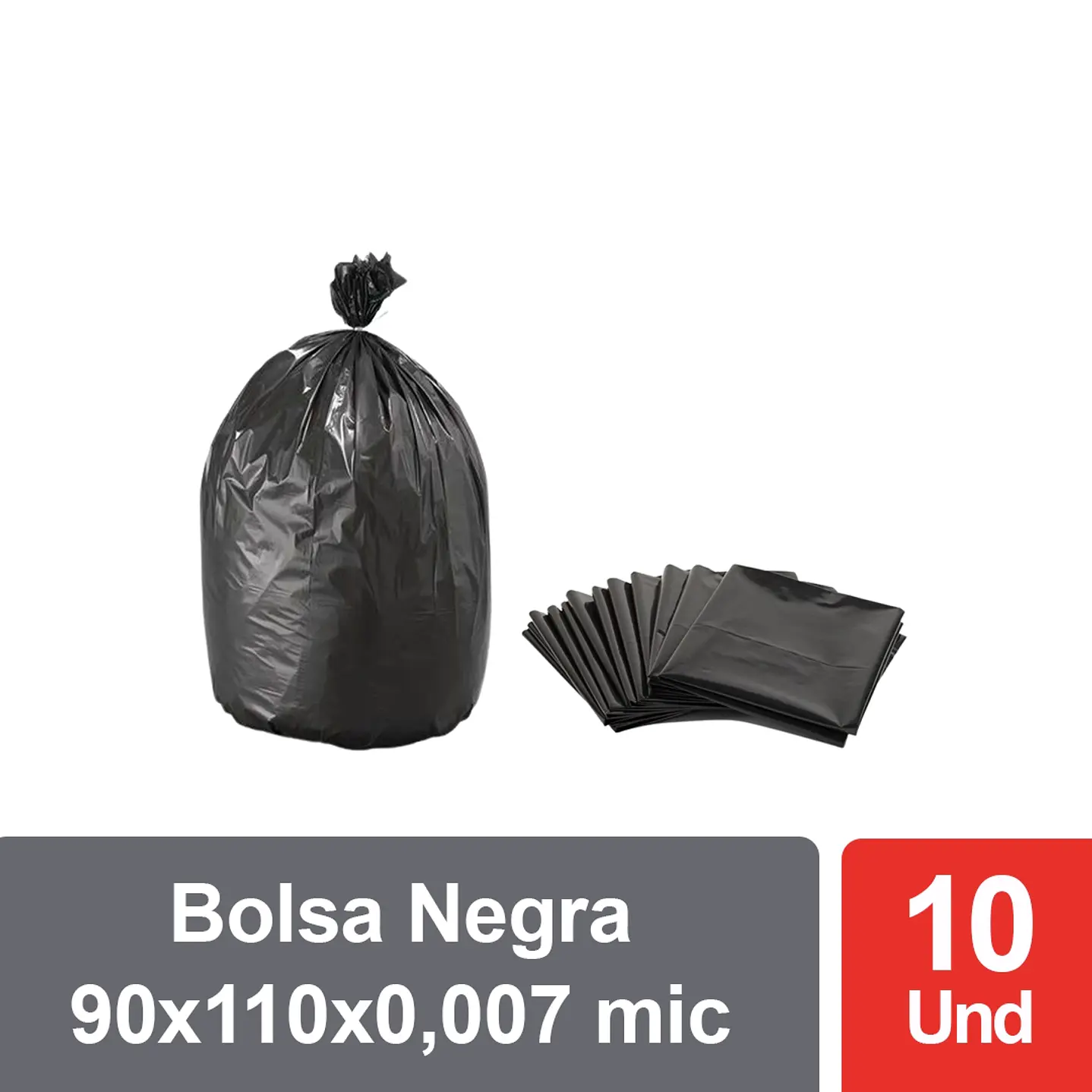 Bolsas de Basura Negras 90x110 cm - Carga Pesada, 80 Litros, 70 Micrones - Pack 10 Unidades 1