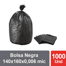 Bolsa Negra para Basura 140x160cm 0,006 micras (1000 UNIDADES)
