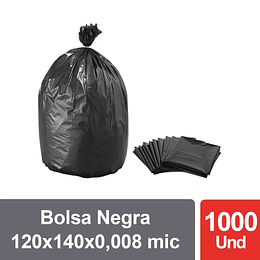 Bolsa Negra para Basura 120x140cm 0,008 micras (1000 UNIDADES)