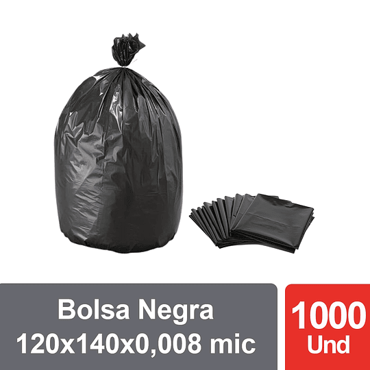 Bolsa Negra para Basura 120x140cm 0,008 micras (1000 UNIDADES)