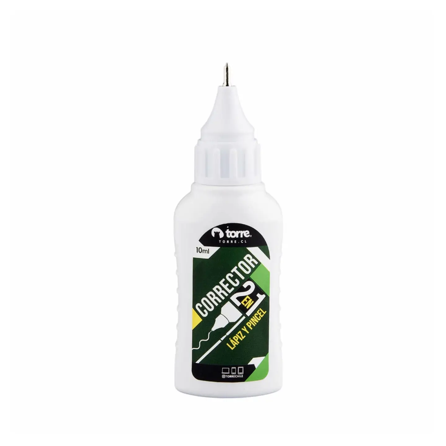 Torre - Corrector 2 en 1 - 10ml, Punta Metálica y Pincel - Secado Rápido 2