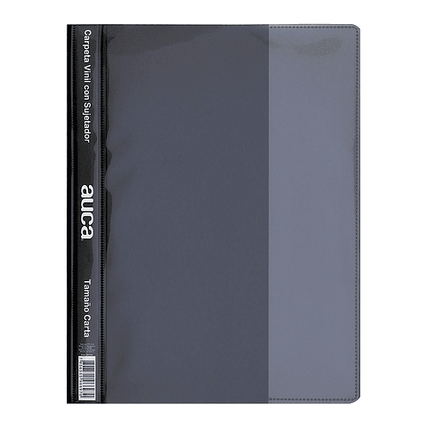 AUCA - Carpeta de Vinilo con Sujetador Tamaño Carta, Color Negro - 31.0 x 23.5 cm