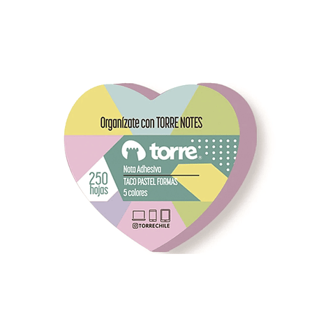 Torre Notes Taco Pastel Formas 250 hojas 5 Colores