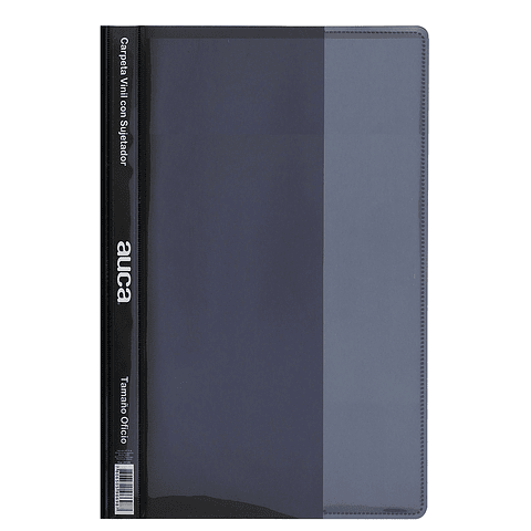 AUCA - Carpeta de Vinilo con Sujetador Tamaño Oficio, Color Negro - 35.0 x 23.5 cm