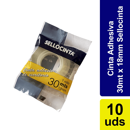 Pack 10 Cintas Adhesivas Cristal 30mts 18mm Sellocinta