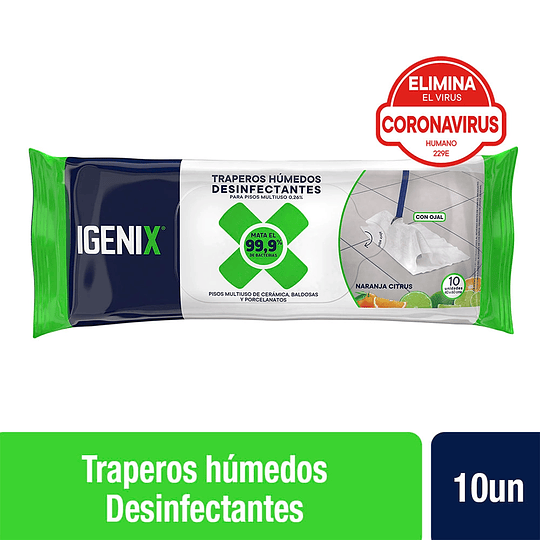 Traperos Húmedos Desinfectantes Pisos Citrus Igenix 10 uds.