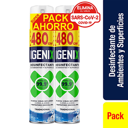 Pack x 2 Igenix 480cc Desinfectante en Aerosol Tradicional