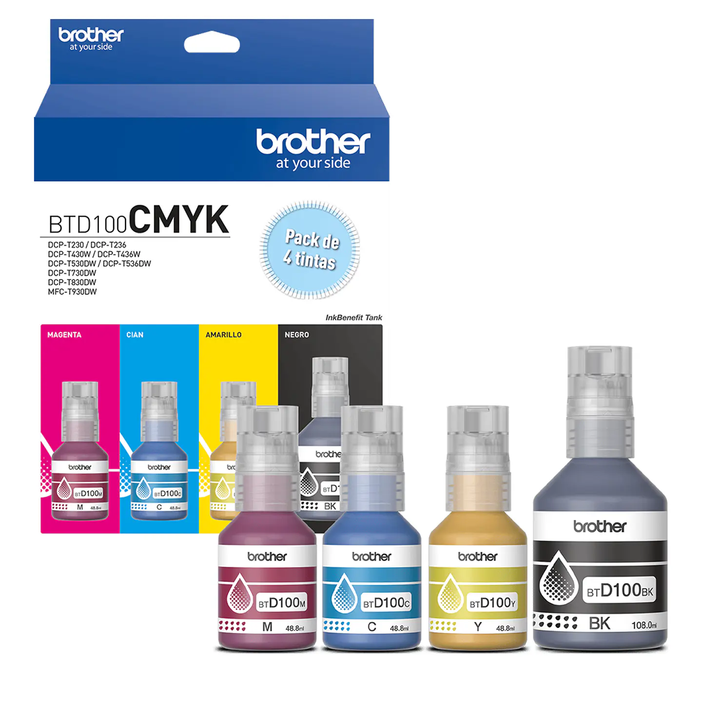 Brother Tintas BTD100CMYK Pack 4 Colores 1