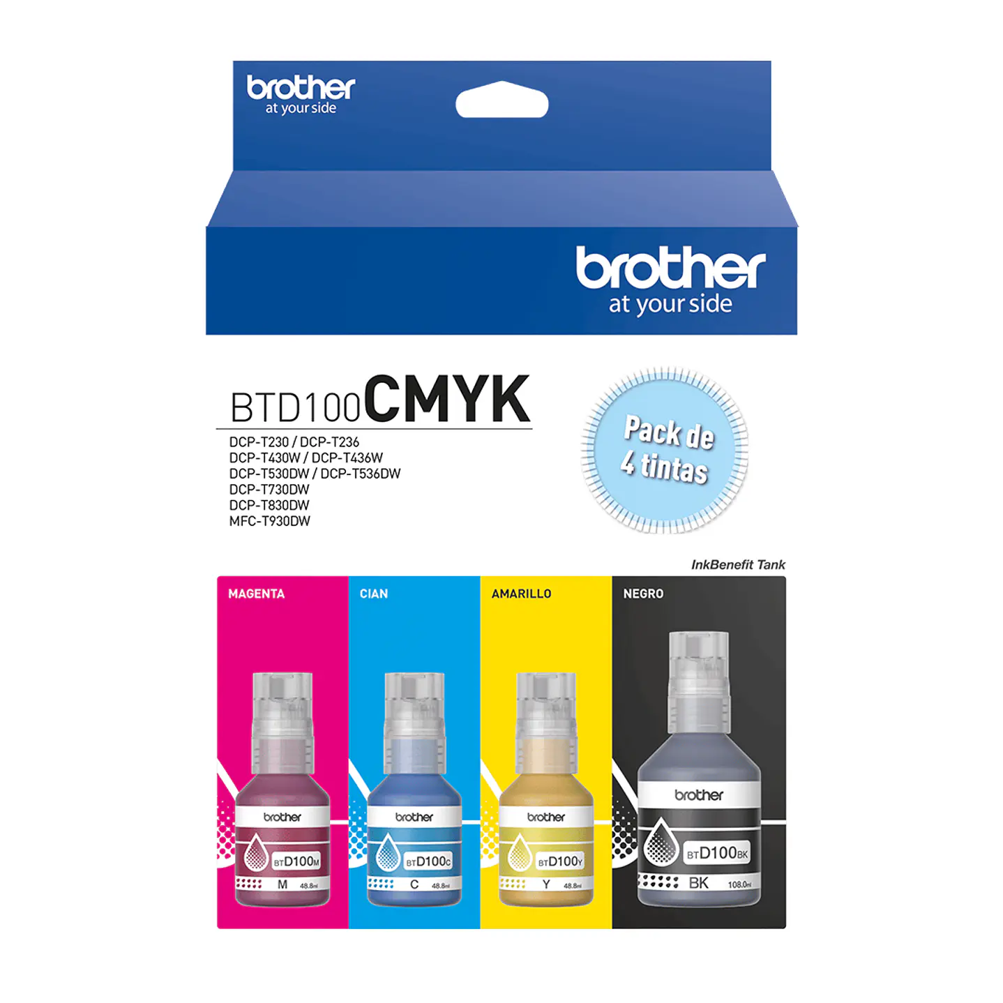 Brother Tintas BTD100CMYK Pack 4 Colores 2