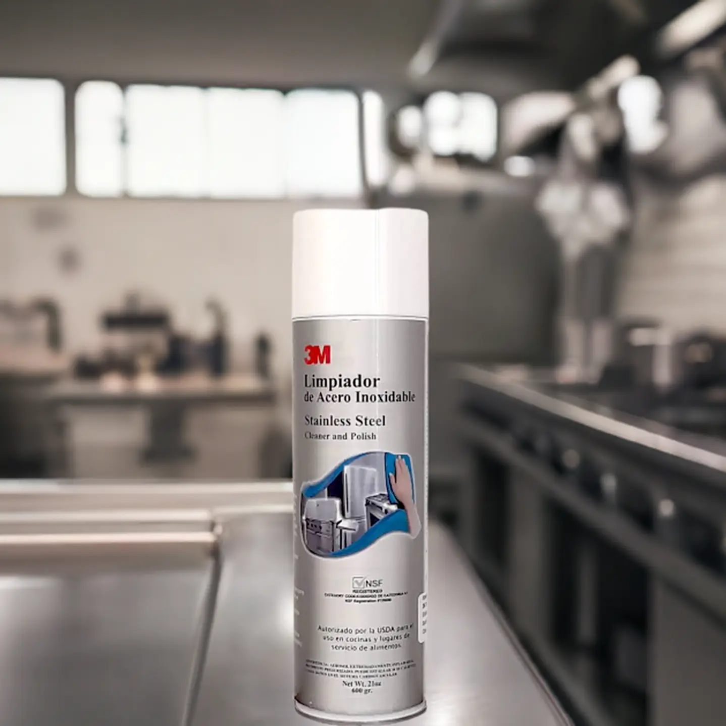 Limpiador y pulidor de acero inoxidable 3M aerosol 600 g para uso profesional 3