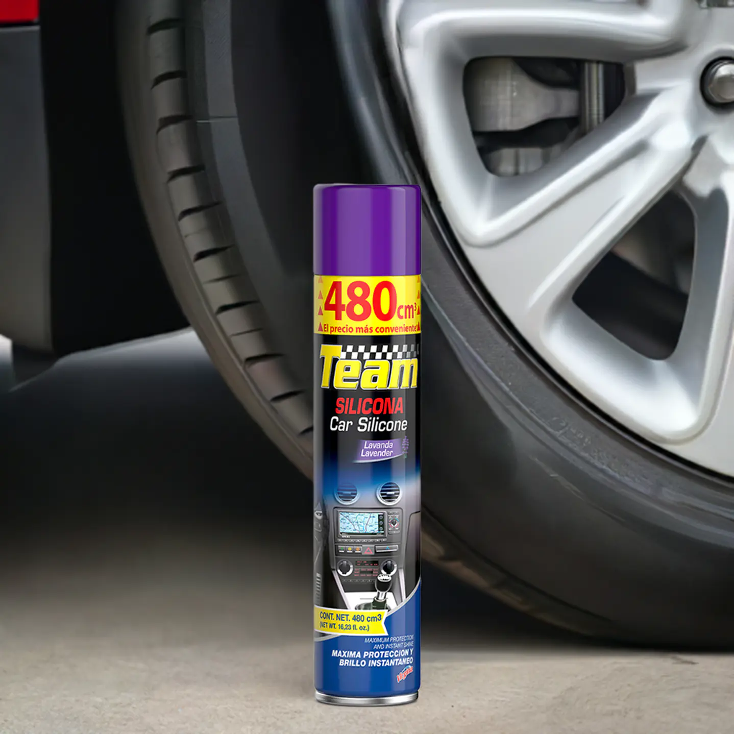 Silicona Team Lavanda aerosol 480 cc para uso profesional 3