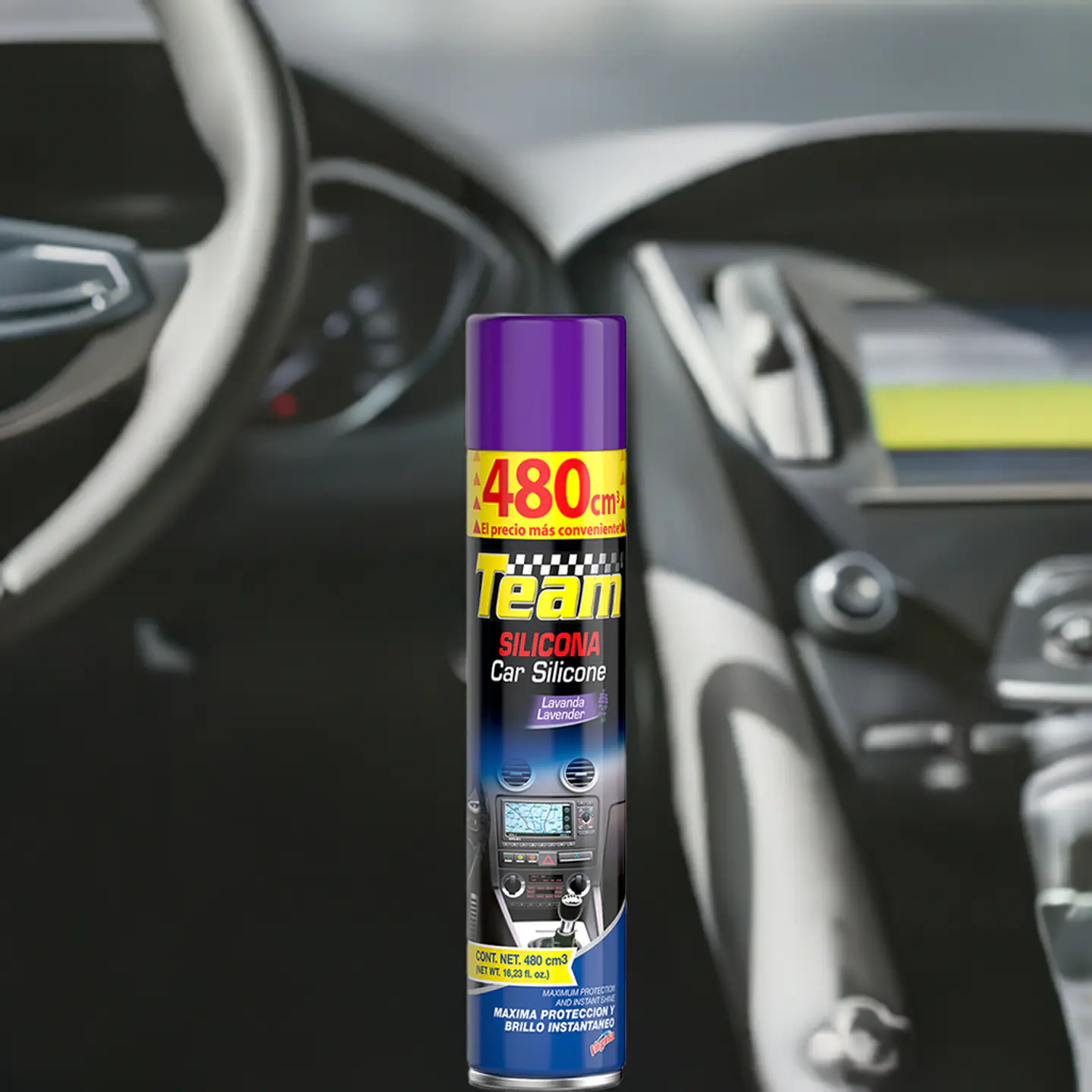 Silicona Team Lavanda aerosol 480 cc para uso profesional 2
