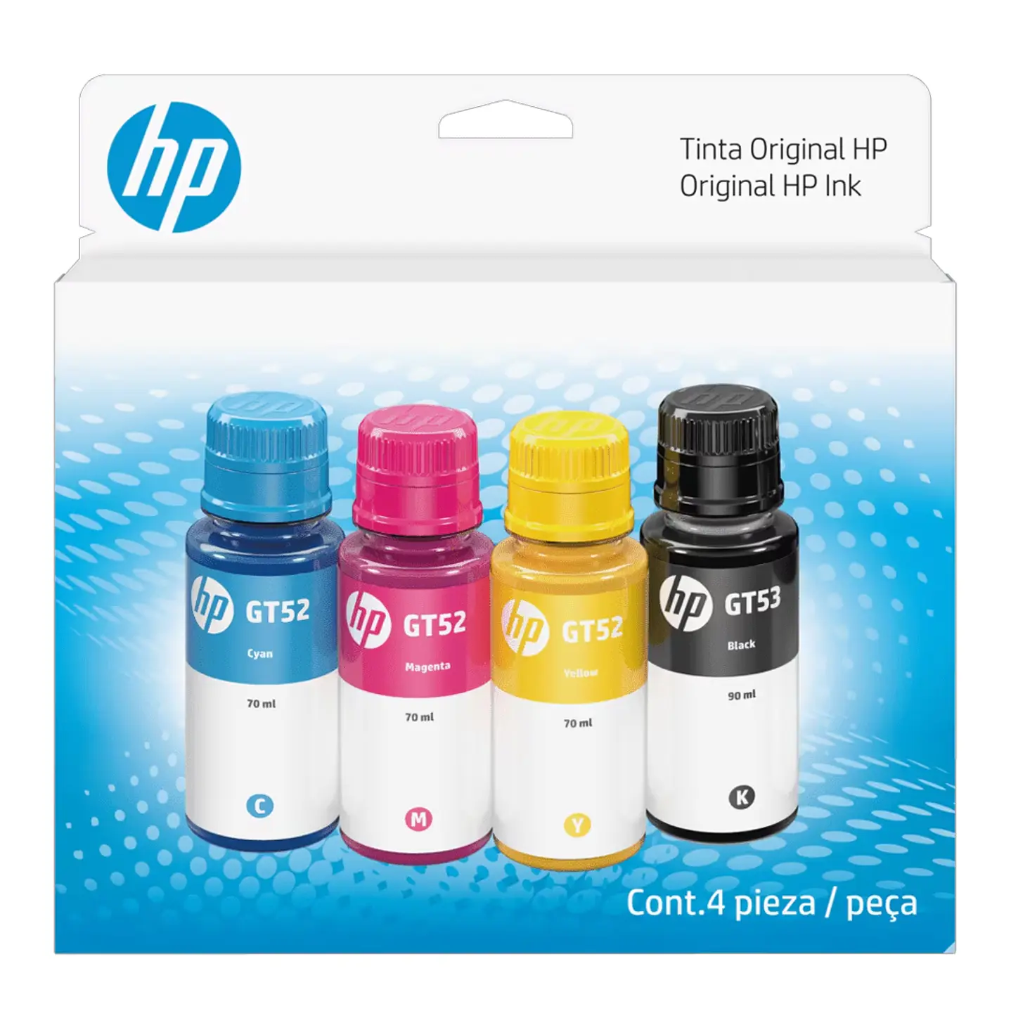 Combo de botellas de tinta HP GT53/GT52, pack de 4 1