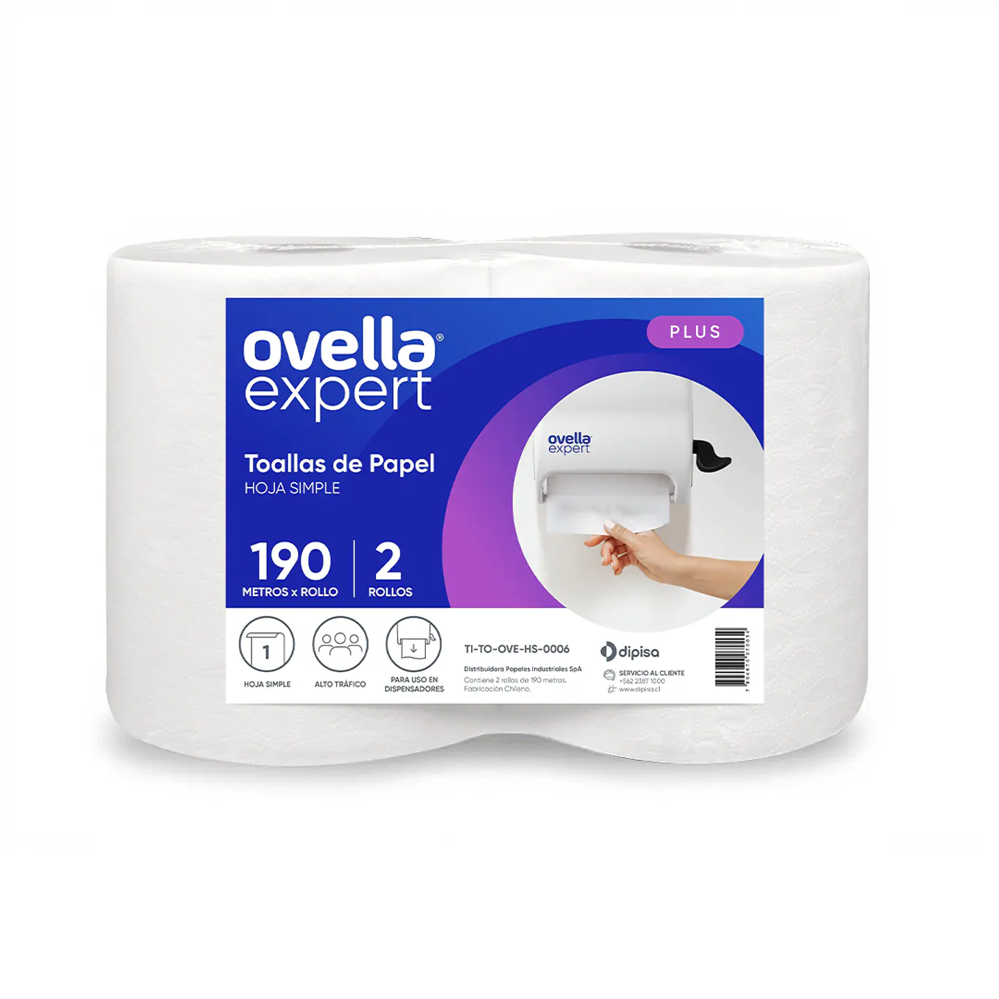 Papel Toalla Jumbo 2x190mts Ovella 1