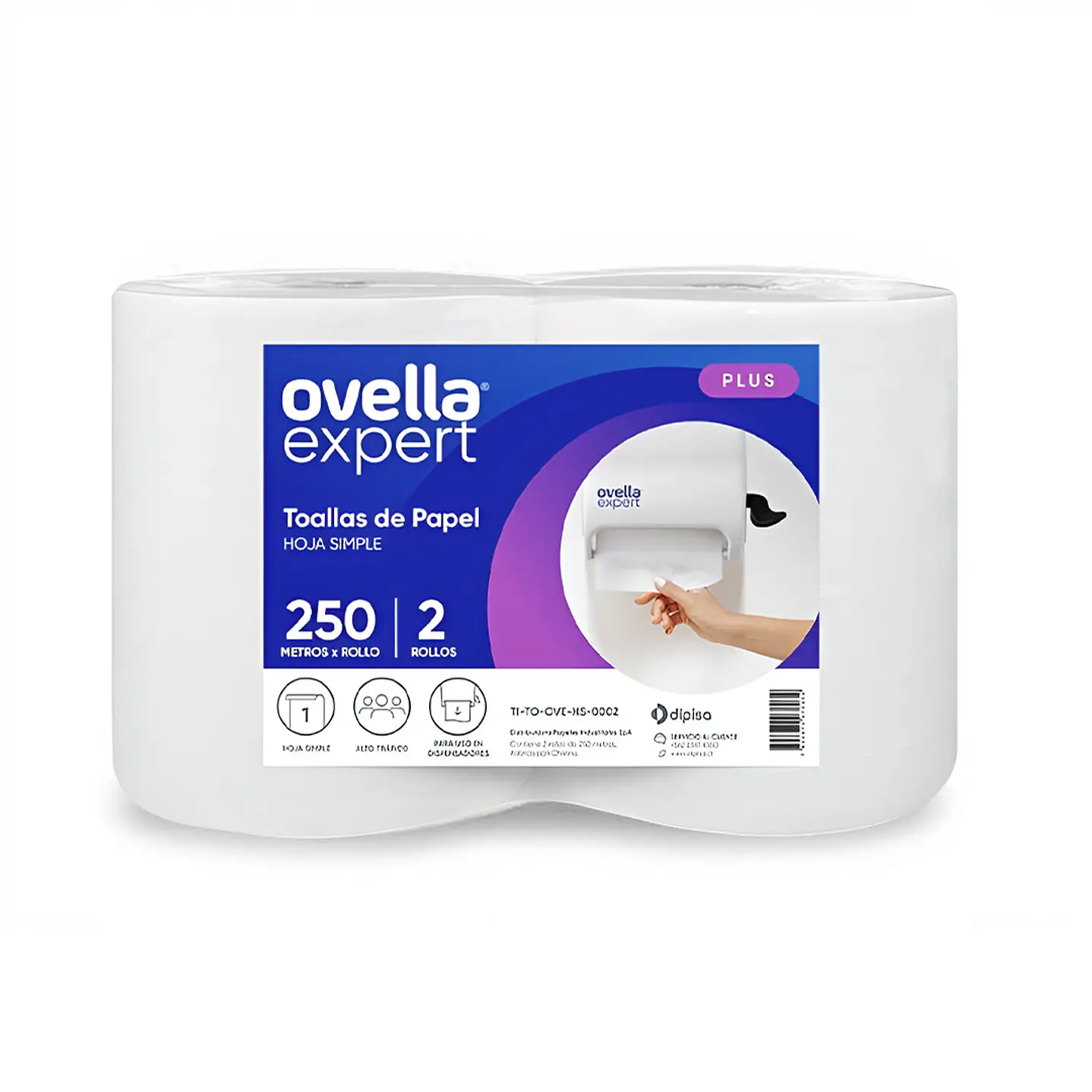 Papel Toalla Jumbo 2x250mts Ovella 1