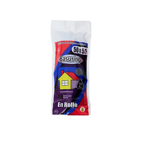 Bolsas de Basura Basuring Negras 50x55 cm - Carga Liviana, 15 Litros - Pack 20 Unidades