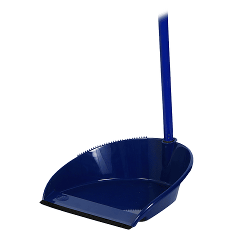 Virutex Pro - Pala Recogedora de Plástico con Mango de Metal y Banda de Goma - Azul