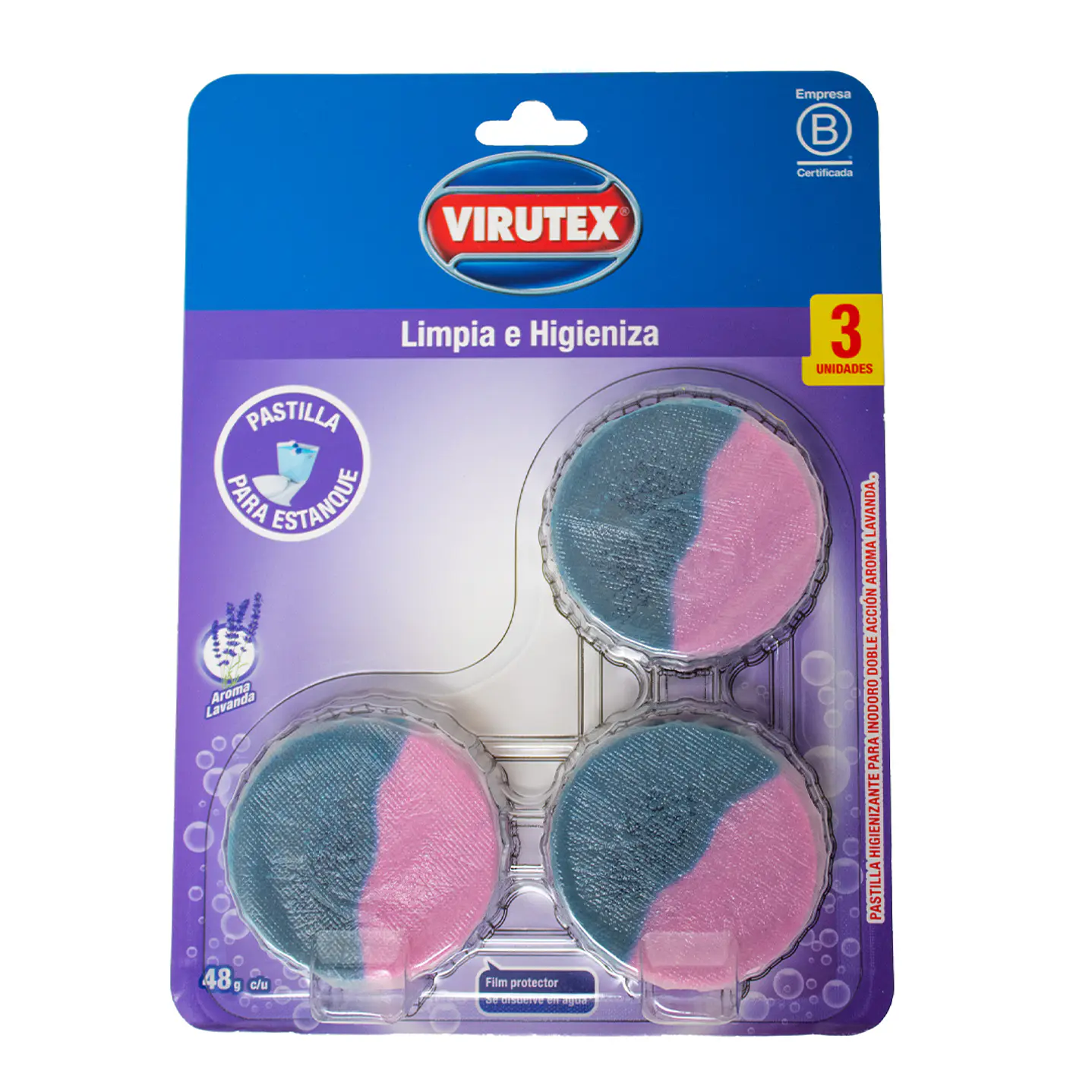 Pastilla inodoro WC Virutex Lavanda pack 3 un 5
