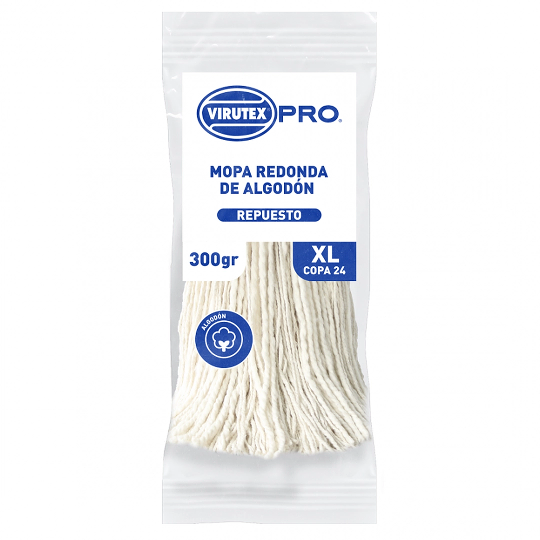 Repuesto Mopa Fregona Redonda de Algodón 300gr Virutex 1