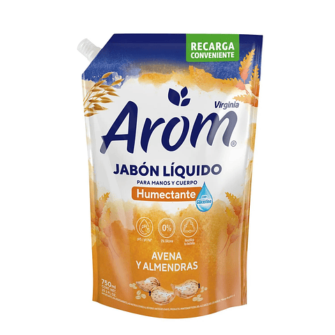 Jabón Líquido Avena y Almendras Doypack Arom 750 ml