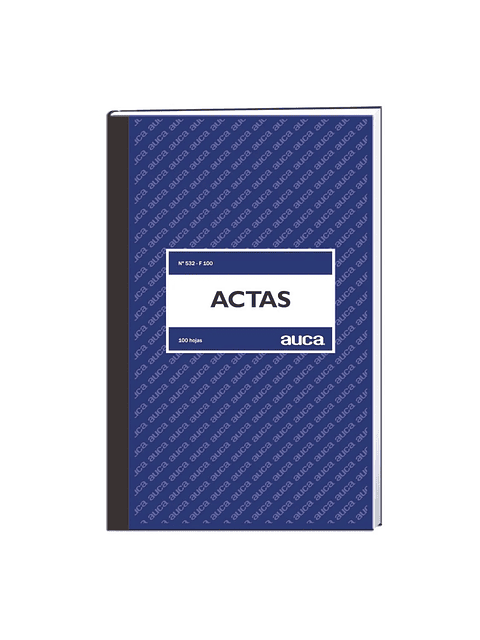 AUCA - Libro de Actas de 100 Hojas, Foliado - Tapa Flexible y Ligera - 32.0 x 20.8 cm