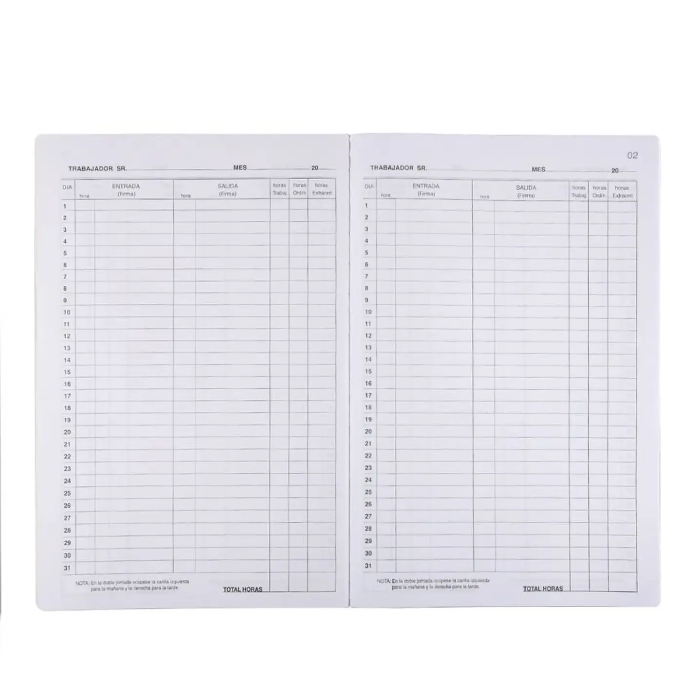 AUCA - Libro de Asistencia de Personal de 50 Hojas, Tapa Flexible - 32.0 x 21.0 cm 3