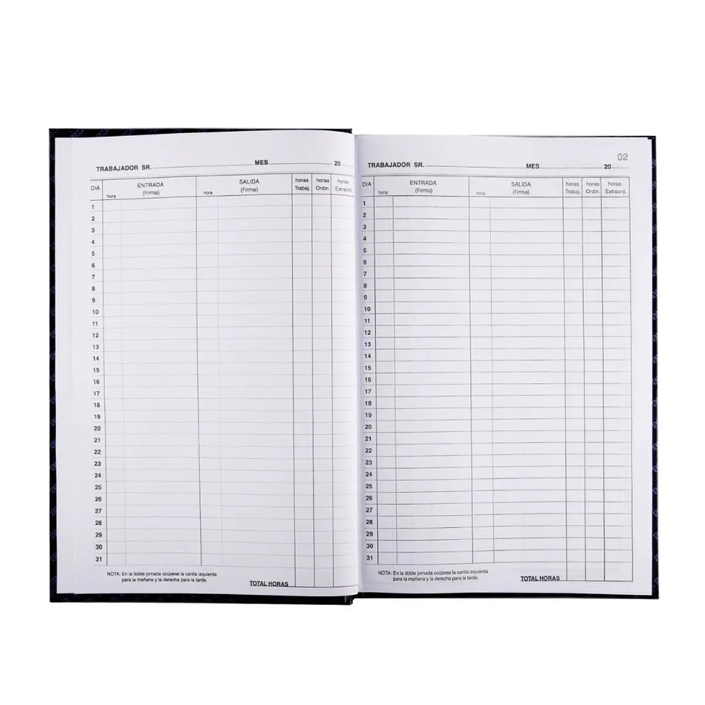 AUCA - Libro de Asistencia de Personal de 100 Hojas, Tapa Flexible - 32.0 x 21.0 cm 3
