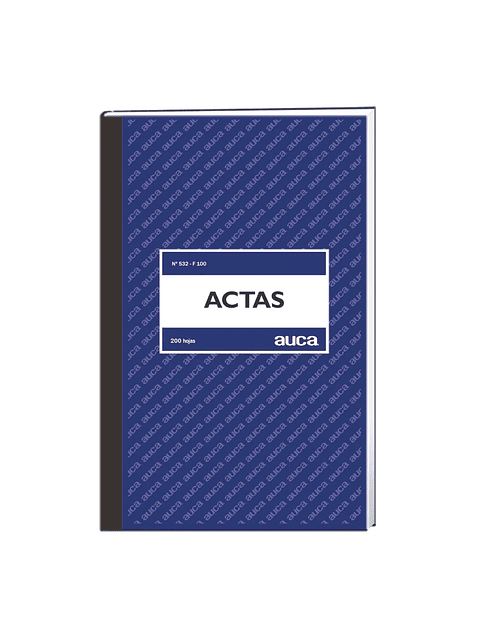 AUCA - Libro de Actas de 200 Hojas, Foliado y Empastado - Registro Oficial