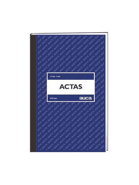 AUCA - Libro de Actas Empastado de 400 Hojas, Foliado - Registro Administrativo