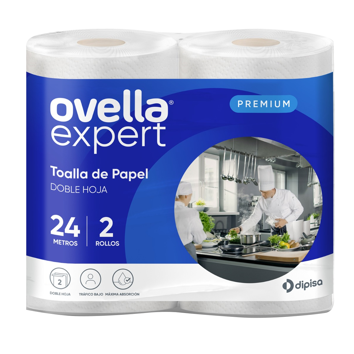 Toallas de Papel Doble Hoja Ovella 2 Rollos de 24 Metros