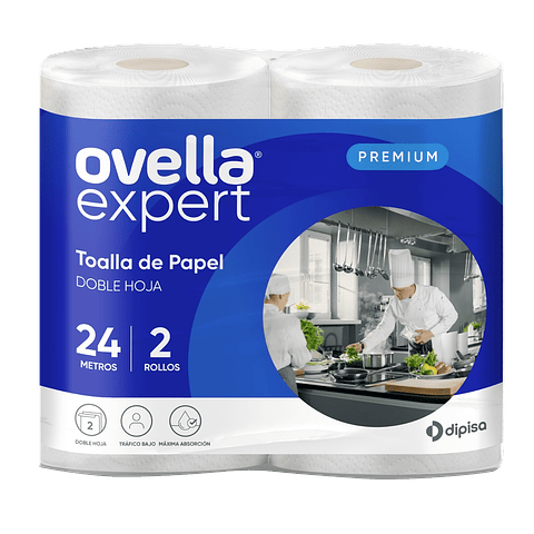 Toallas de Papel Doble Hoja Ovella 2 Rollos de 24 Metros