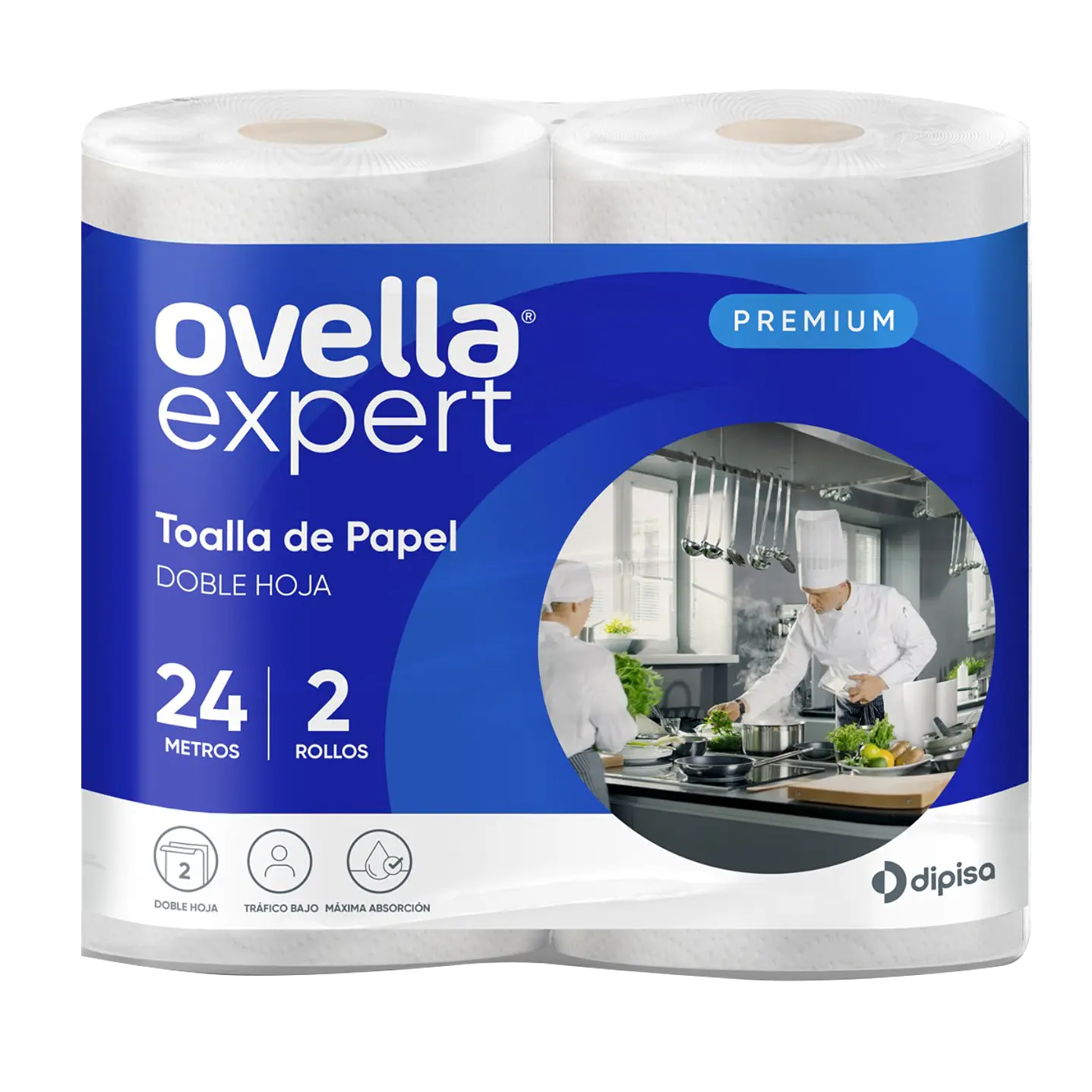 Toallas de Papel Doble Hoja Ovella 2 Rollos de 24 Metros 1