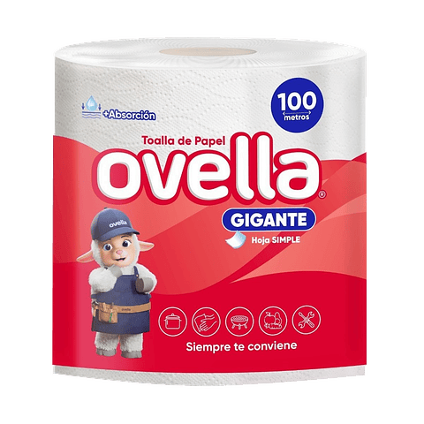 Toallas de Papel Hoja Simple Ovella 100 Metros