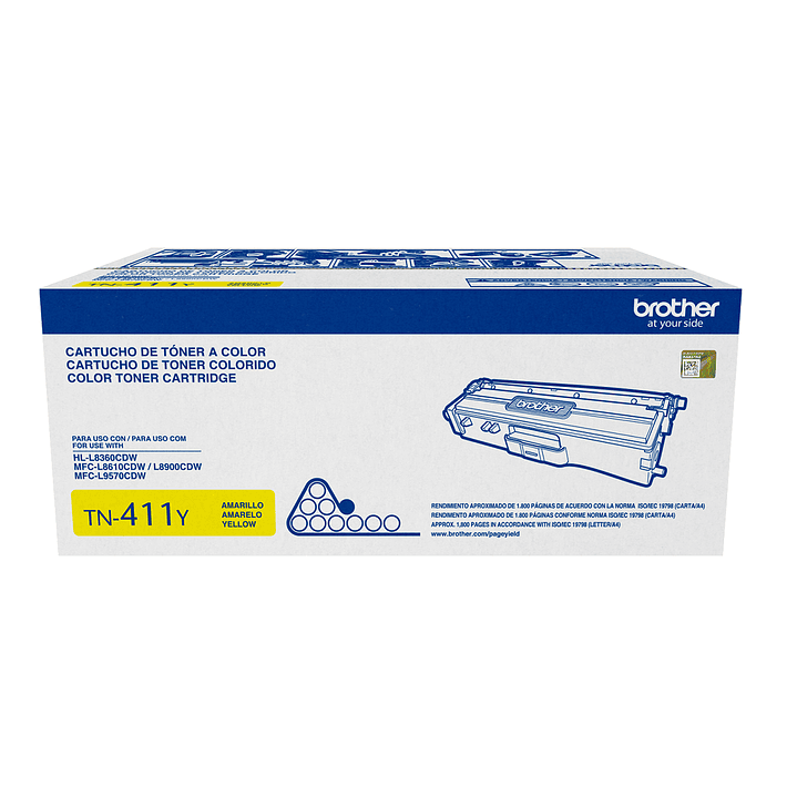 Tóner Original Brother TN411Y Amarillo Estándar - 1.800 Páginas 1